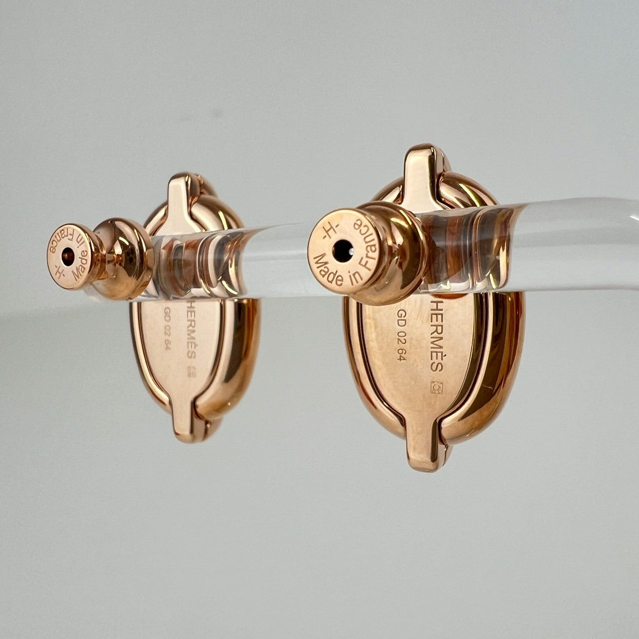 Hermès エルメス Boucles d'oreilles Mini Maillon ミニ マイヨン H100052FO ラッカーメタル Marron grace / Rosegold :マロングラッセ / ローズゴールド