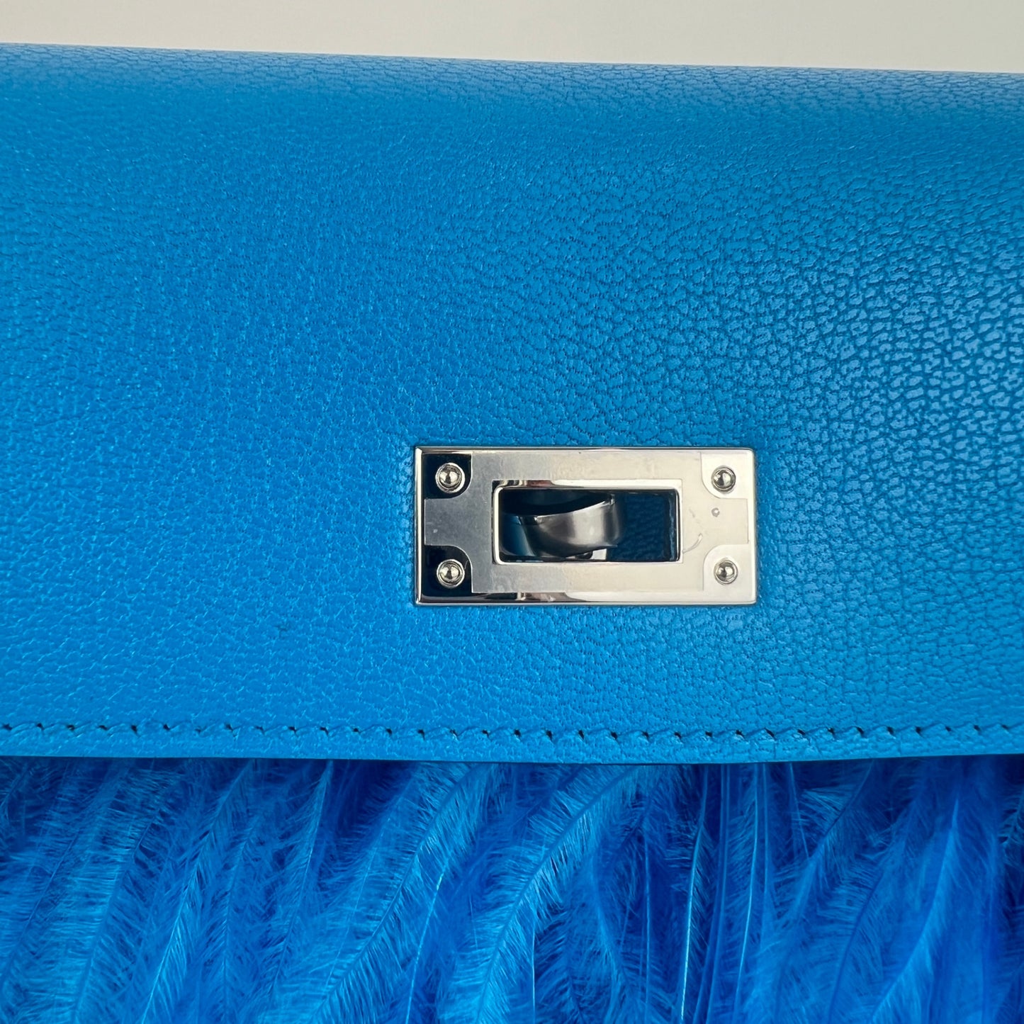Kelly Elan feather ケリーエランフェザー Blue frida ブルーフリーダ Chevre シェーブル PHW シルバー金具 Stamp-B B刻印