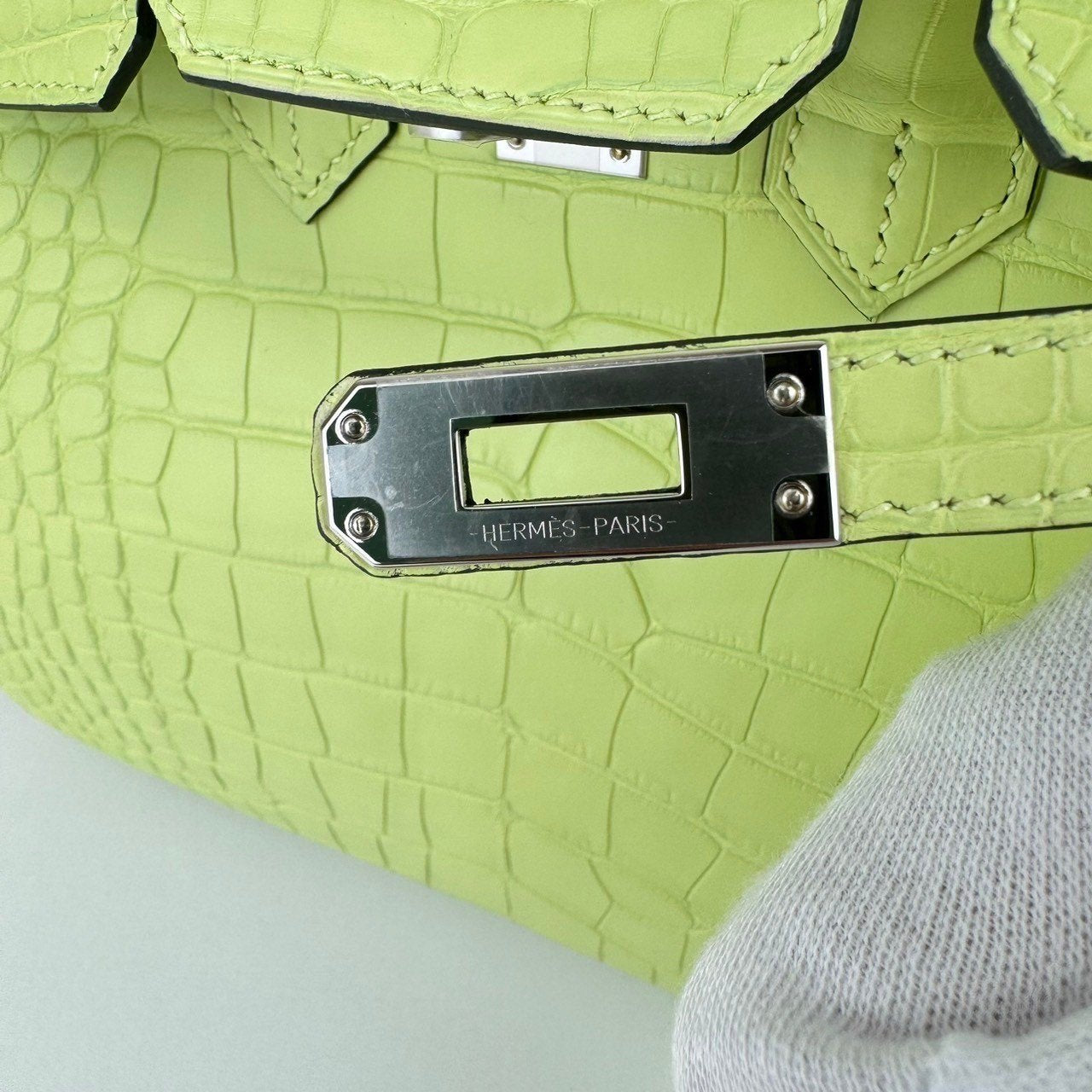 Birkin25 バーキン25 Jaune bourgeon ジョーヌブルジョン Alligatorアリゲーター PHW シルバー金具 Stamp-U U刻印