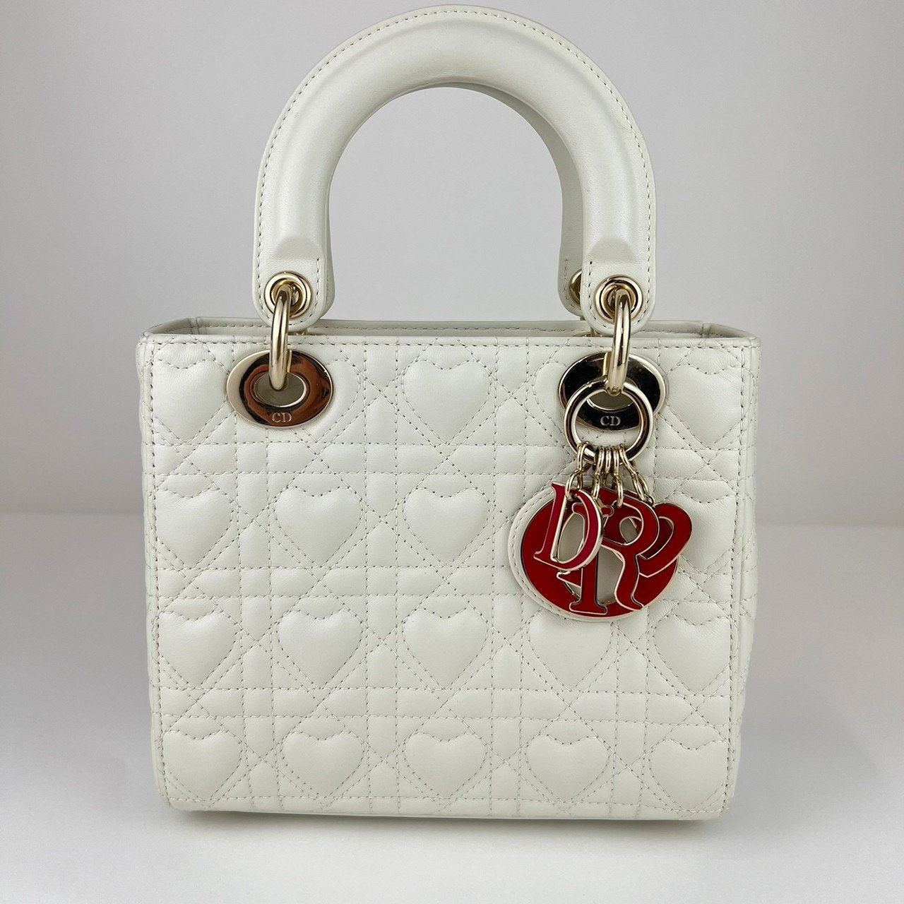 LADY DIOR レディディオール Lambskin ラムスキン White ホワイト ハート型 10-MA-0281 レディースバッグ ハンドバッグ