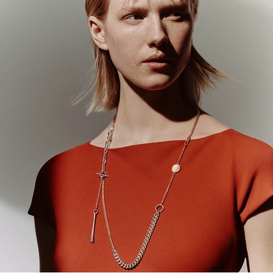 新品未使用 HERMES エルメス Mix and h long necklace ミックス&Hロングネックレス RG金具 ローズゴールド/シルバー