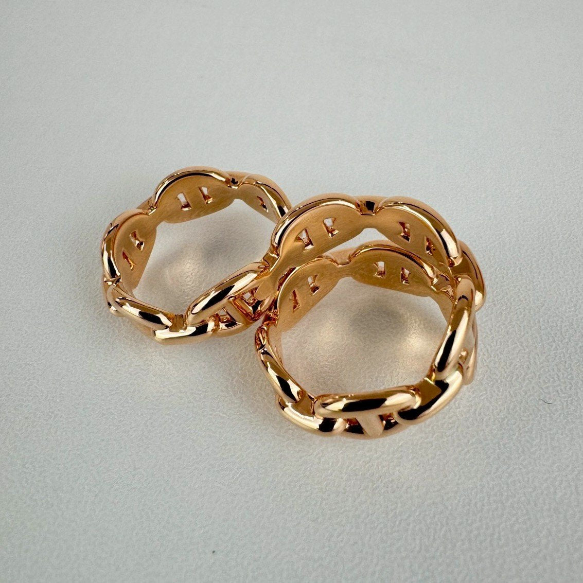 Double chaine d'Andre Enchainee GM #53 シェーヌダンクル アンシェーヌ ダブルリング RGHW ローズゴールド金具 GM 53 13号 幅: 1.43 cm