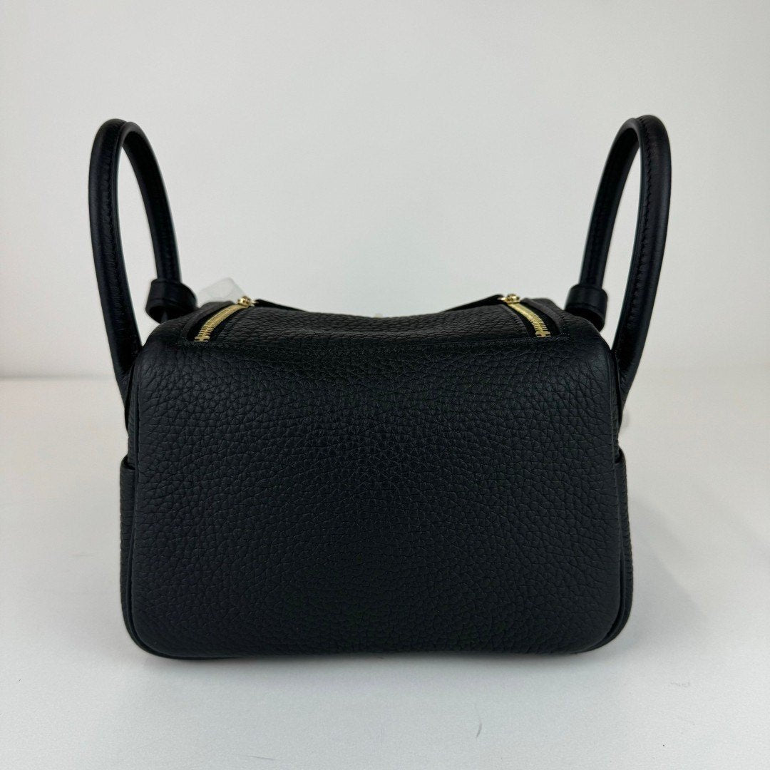HERMES エルメス Lindy mini リンディミニ Black ブラック GHW ゴールド金具 Taurillon Clemence トリヨンクレマンス Stamp-B B刻