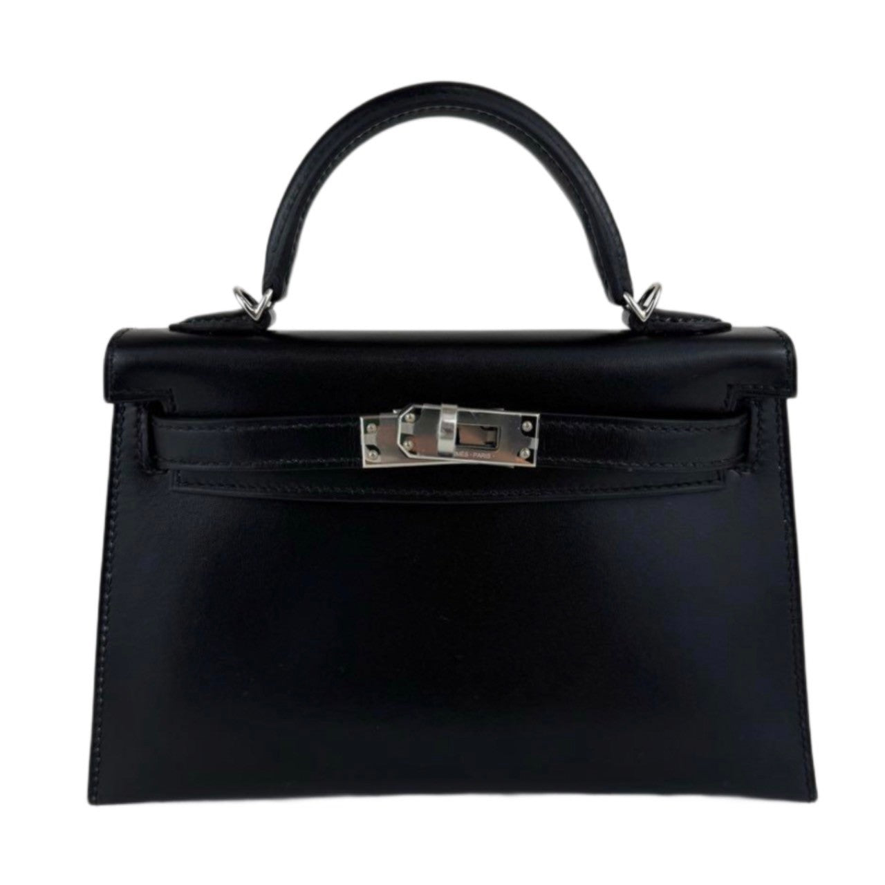 Mini kelly ミニケリー Black ブラック シルバー金具 Box calf ボックスカーフ Stamp-B B刻印