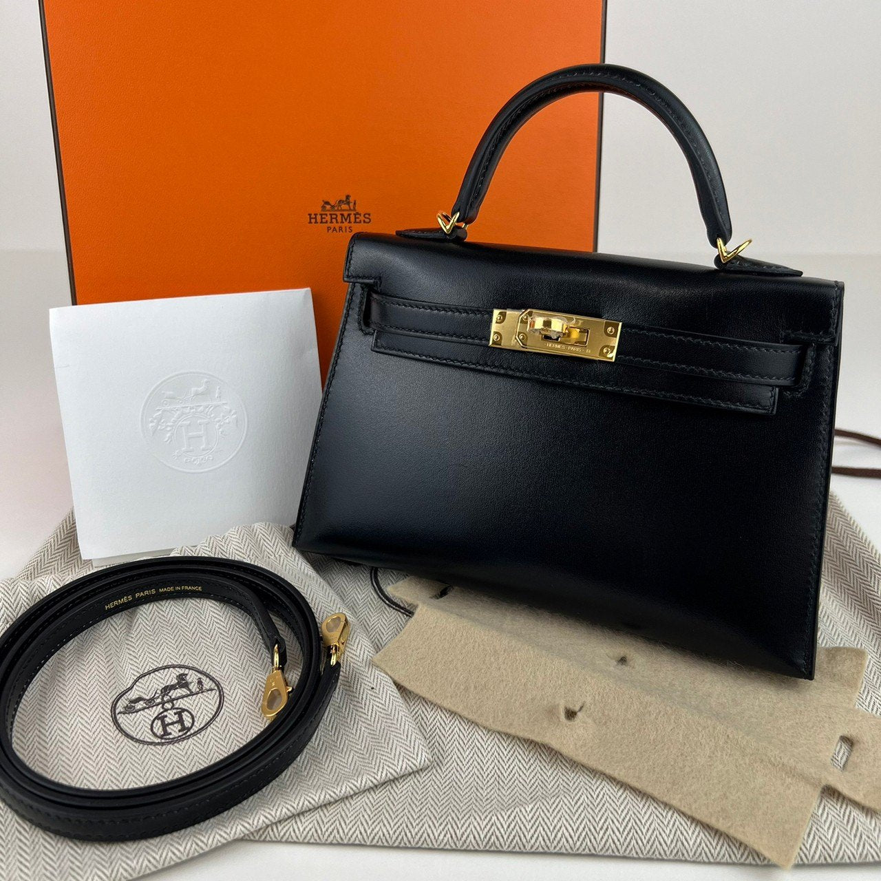 Mini kelly ミニケリー Black ブラック GHW ゴールド金具 Box calf ボックスカーフ Stamp-W W刻印 ショルダーバッグ レディースバッグ