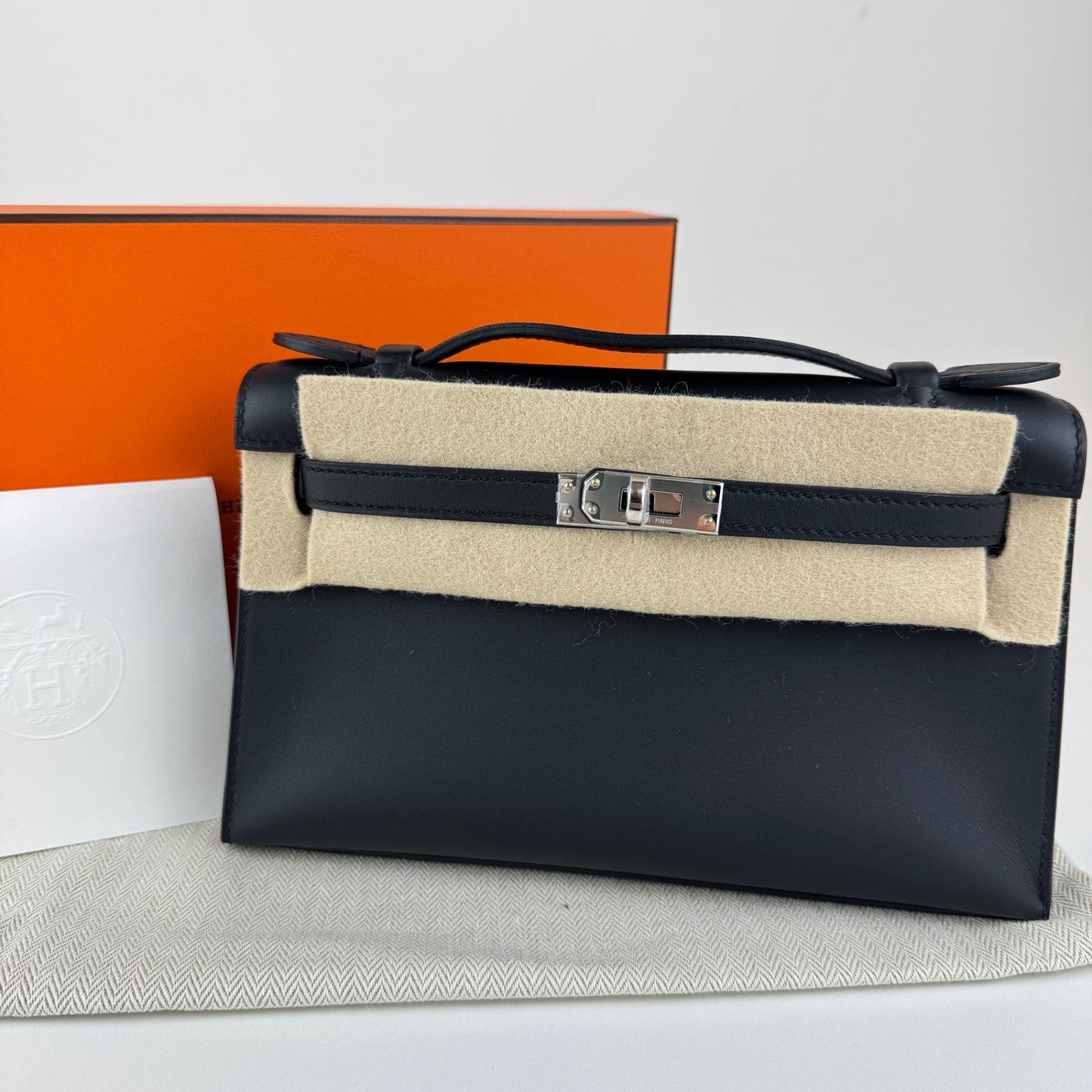 Pochette kelly ポシェットケリー Black ブラック Swift スイフト PHW シルバー金具 Stamp-K K刻印