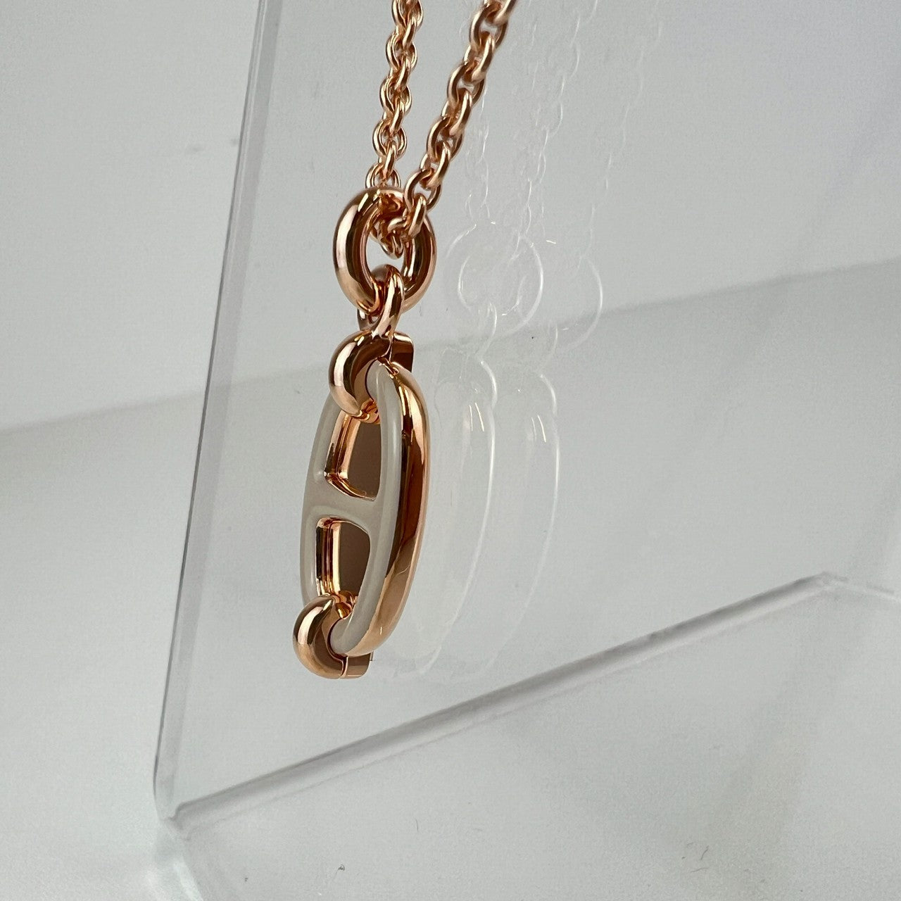 Hermès エルメス Mini Maillon pendant ミニ マイヨン ペンダント メタル Marron grace / Rosegold :マロングラッセ / ローズゴールド