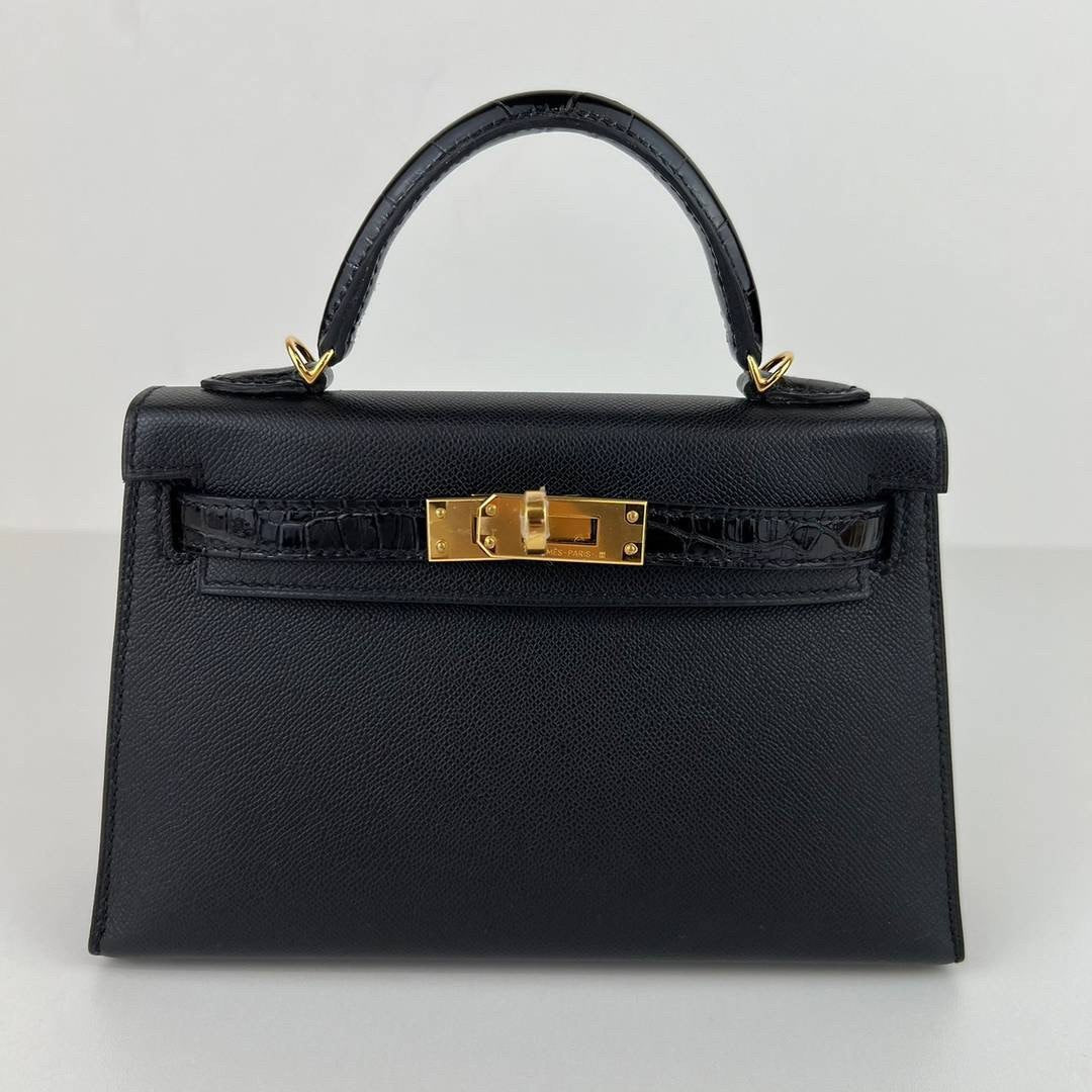 Mini kelly touch ミニケリー タッチ Black ブラック Madame マダム/Alligatorアリゲーター GHW ゴールド金具 Stamp-B B刻印
