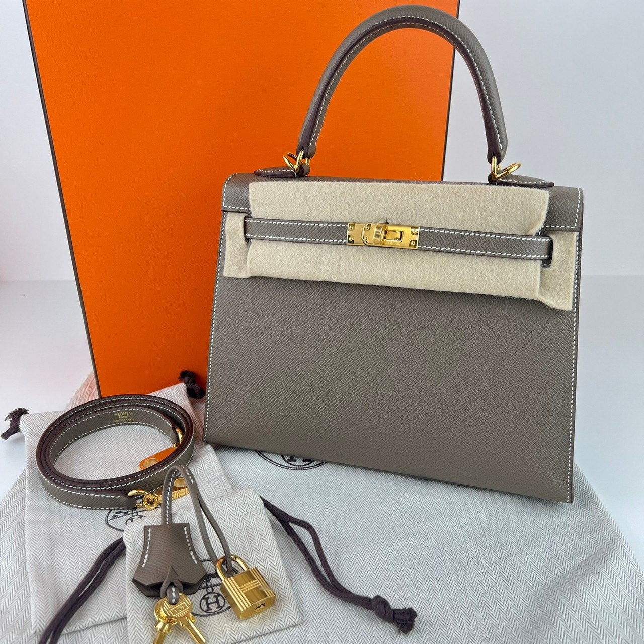 Kelly25 ケリー25 Etoupe エトープ GHW ゴールド金具 Epsom エプソン Stamp-W W刻印