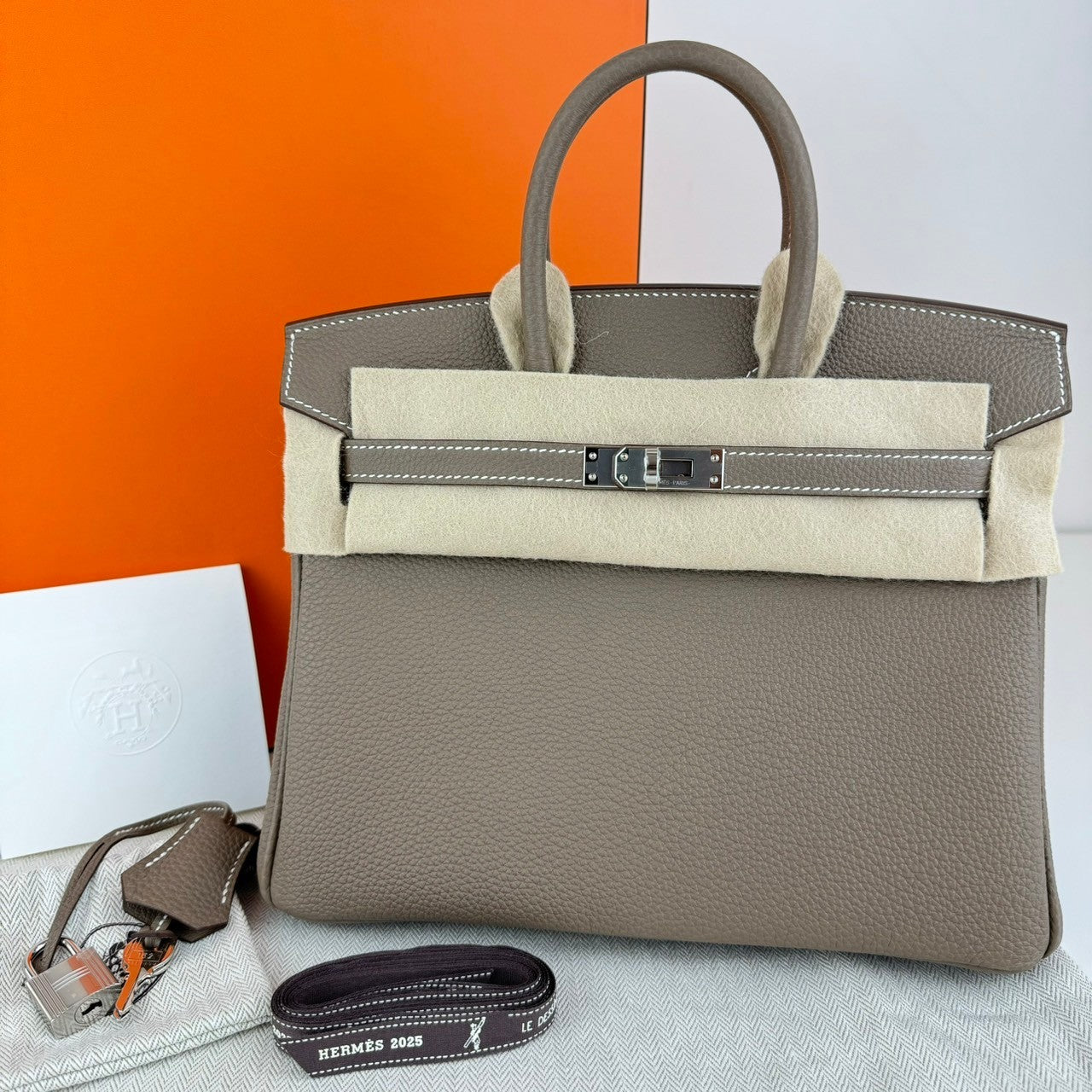 Birkin25 バーキン25 Etoupe エトープ PHW シルバー金具 Togo トゴ Stamp-K K刻印