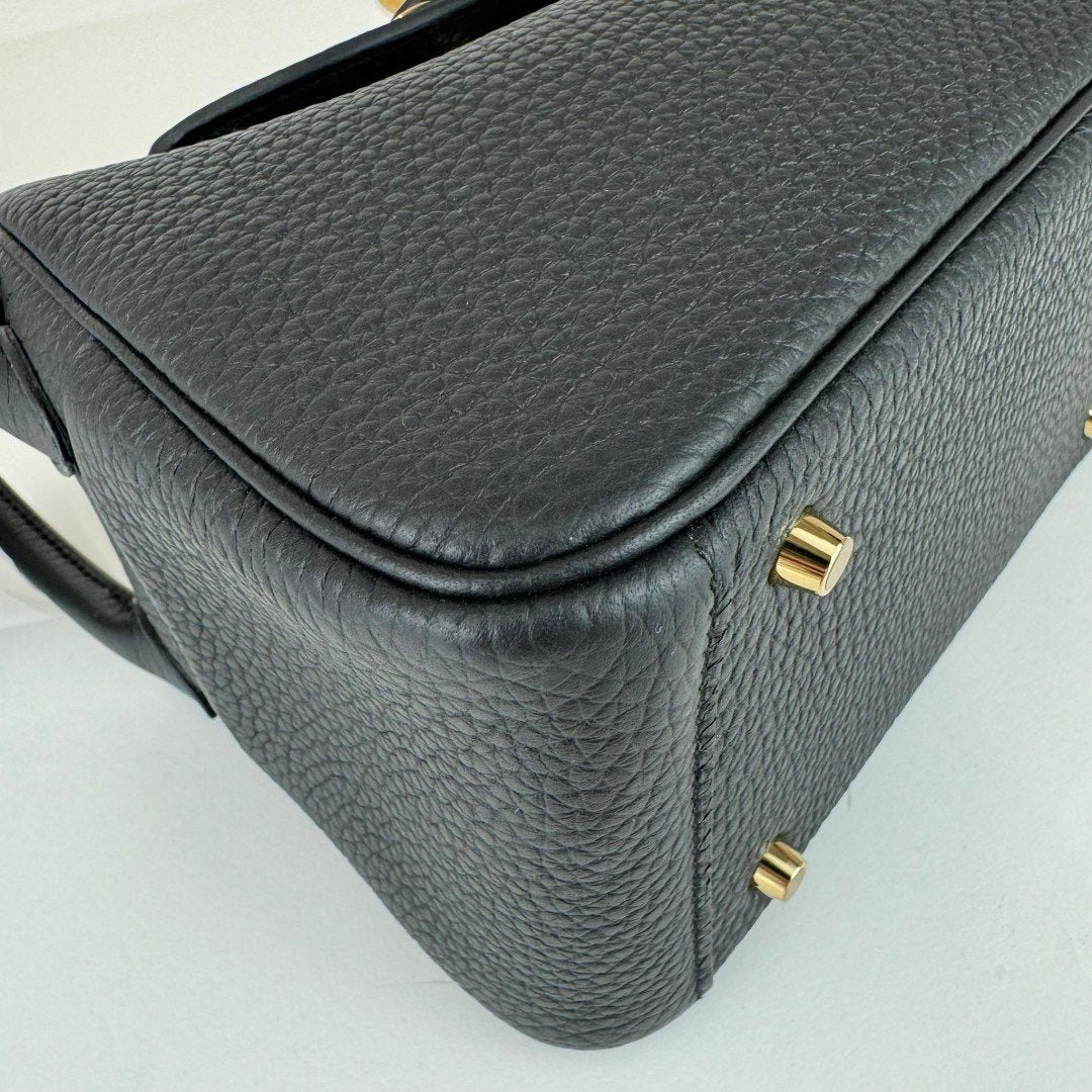HERMES エルメス Lindy mini リンディミニ Black ブラック GHW ゴールド金具 Taurillon Clemence トリヨンクレマンス Stamp-B B刻