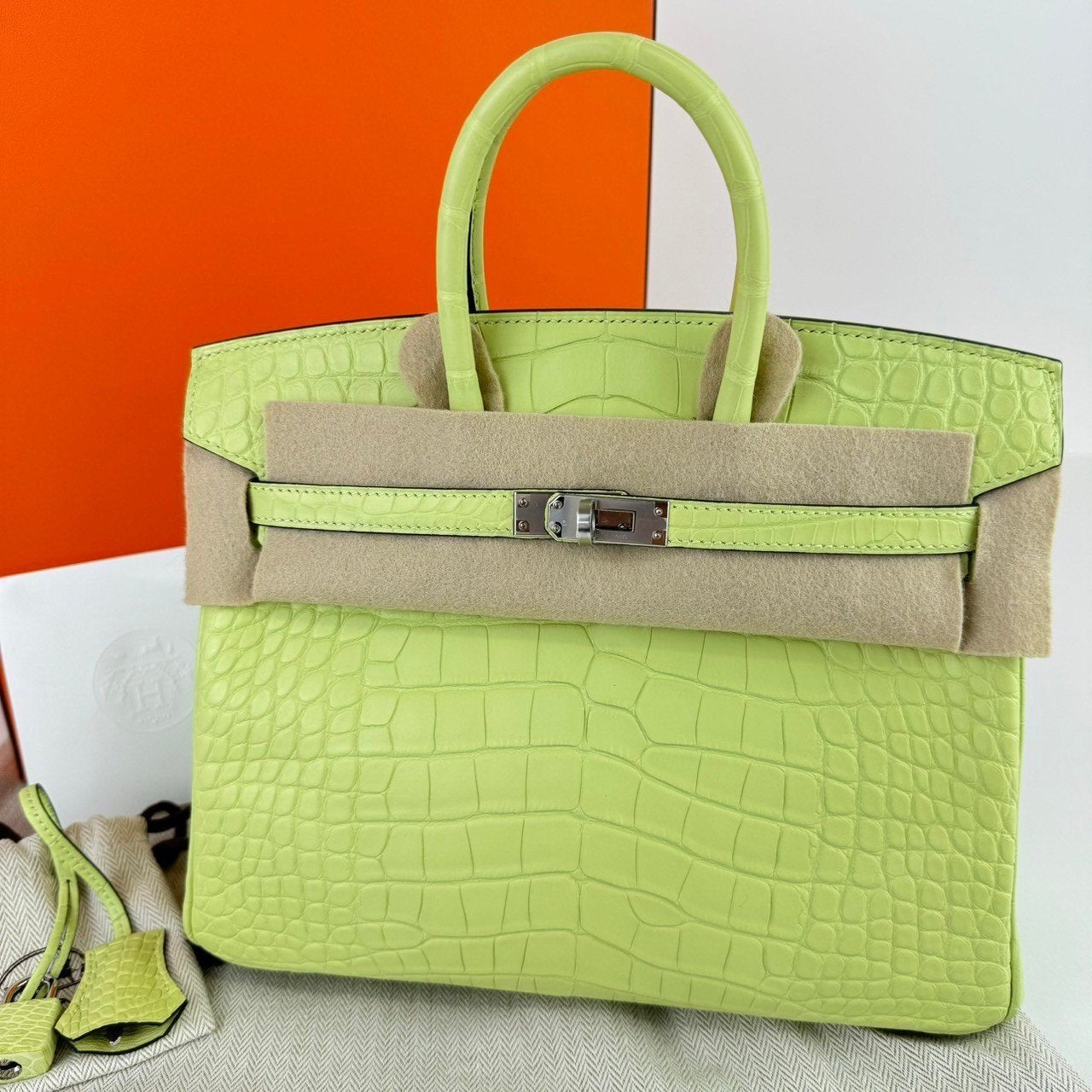 Birkin25 バーキン25 Jaune bourgeon ジョーヌブルジョン Alligatorアリゲーター PHW シルバー金具 Stamp-U U刻印
