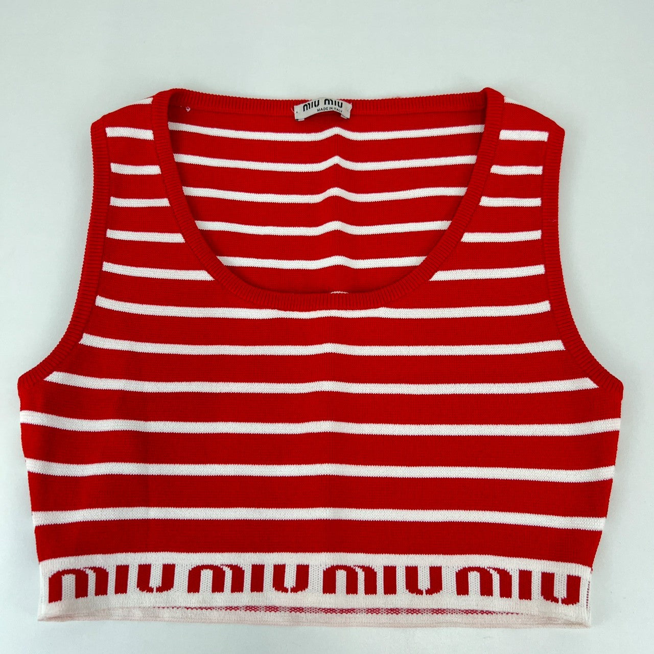 miu miu ミュウミュウ ボーダータンクトップ レッド レッド Red 95%ビスコースレーヨン4%ポリエステル 1%ポリアミド