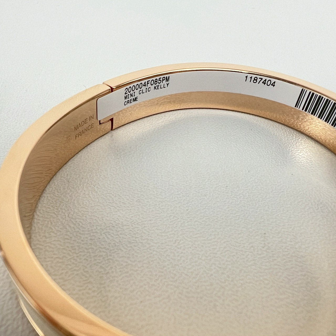 Hermès エルメス Mini Clic Kelly bracelet PM 200004F085PM ミニ クリック ケリー ブレスレット エナメルブレスレット ファン Creme / Rosegold :クリーム / ローズゴールド