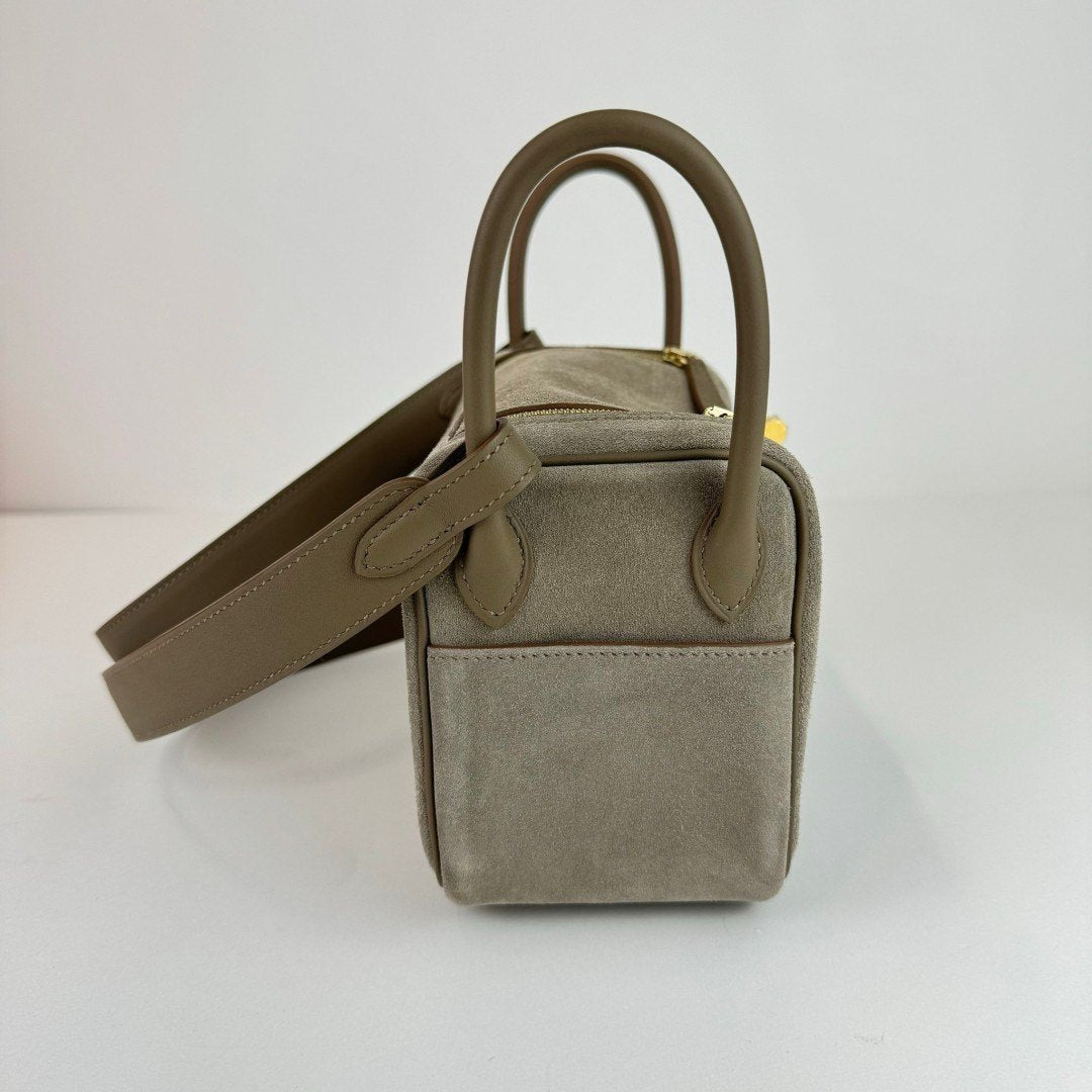 HERMES エルメス Lindy mini リンディミニ Gris caillou グリカイユ GHW ゴールド金具 Veau Grizzly ヴォーグリズリー Stamp-B B刻