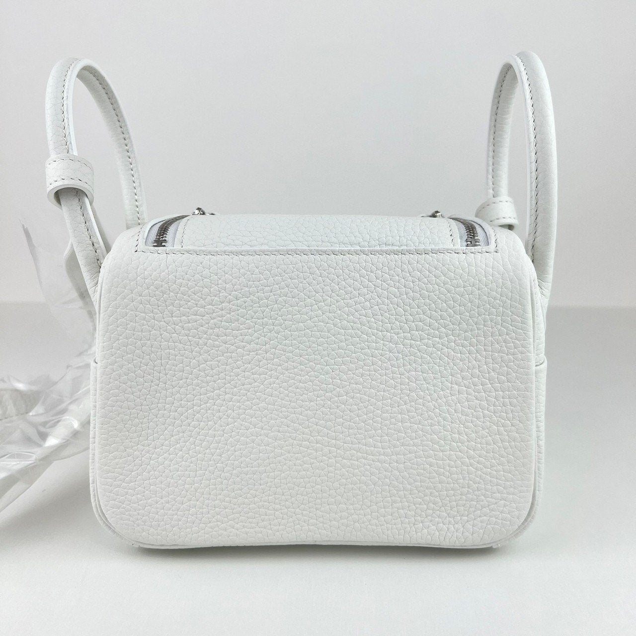 新品未使用 HERMES エルメス Lindy mini リンディミニ New white ニューホワイト PHW シルバー金具 Clemence クレマンス Stamp-B B刻 ショルダーバッグ レディースバッグ