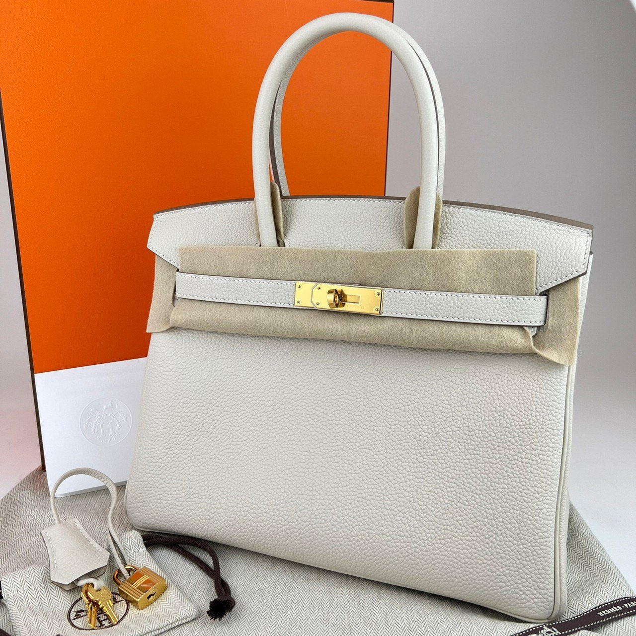 Birkin30 バーキン30 Craie クレTogo トゴ GHW ゴールド金具 Stamp-W W刻 レディースバッグ ハンドバッグ