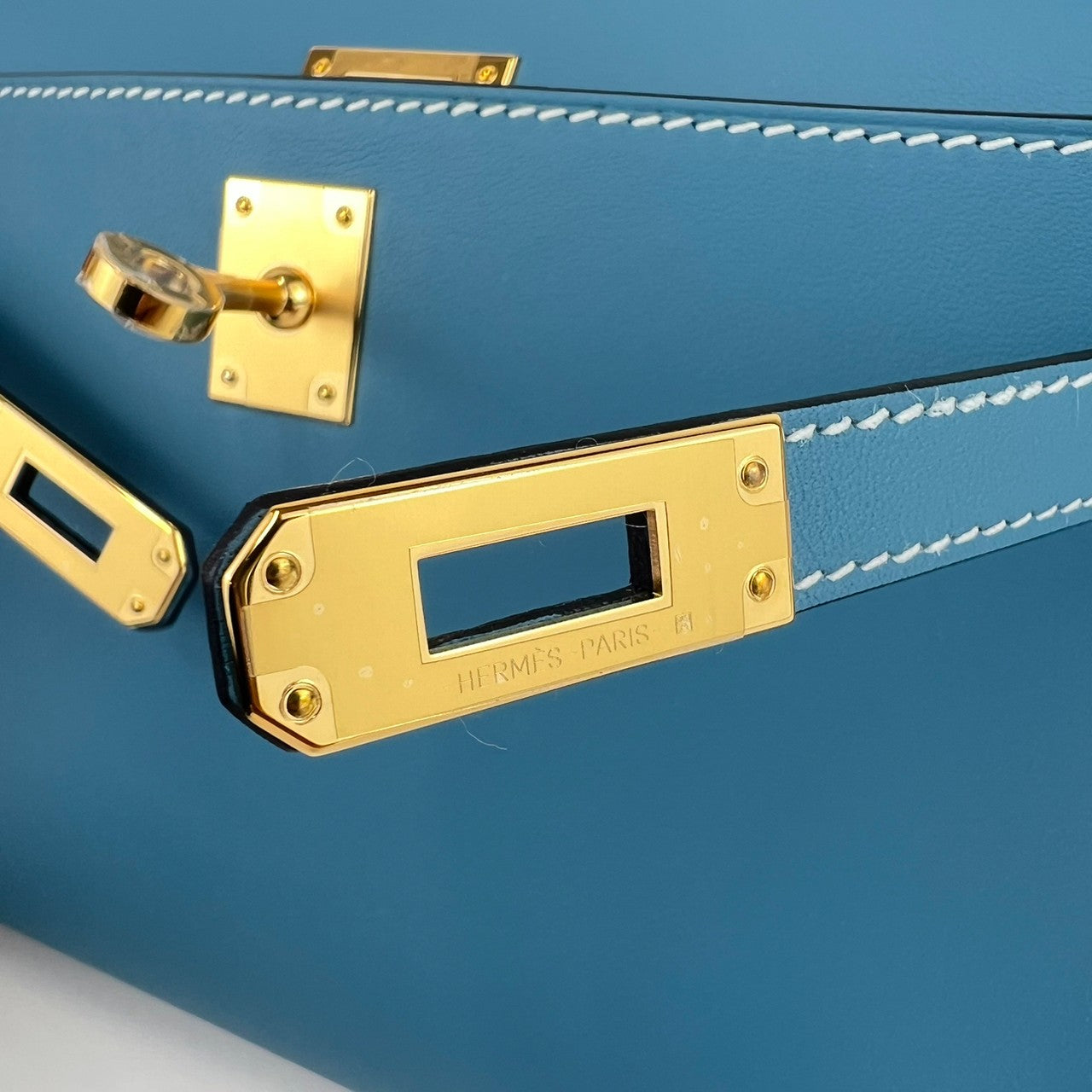 Pochette kelly ポシェットケリー Blue jean ブルージーン Swift スイフト GHW ゴールド金具 B刻印