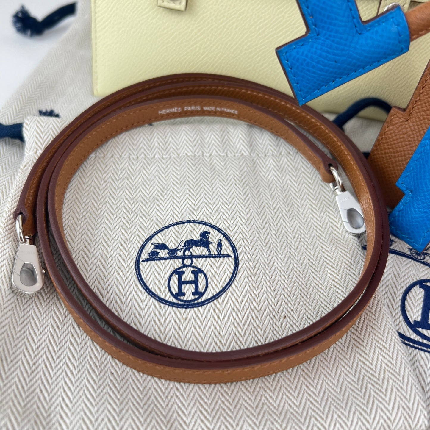 Kelly doll picto ケリードールピクト Gold/Bleu zanzibar ゴールド/ブルーザンジバル PHW シルバー金具 Epsom エプソン Stamp-W W刻印