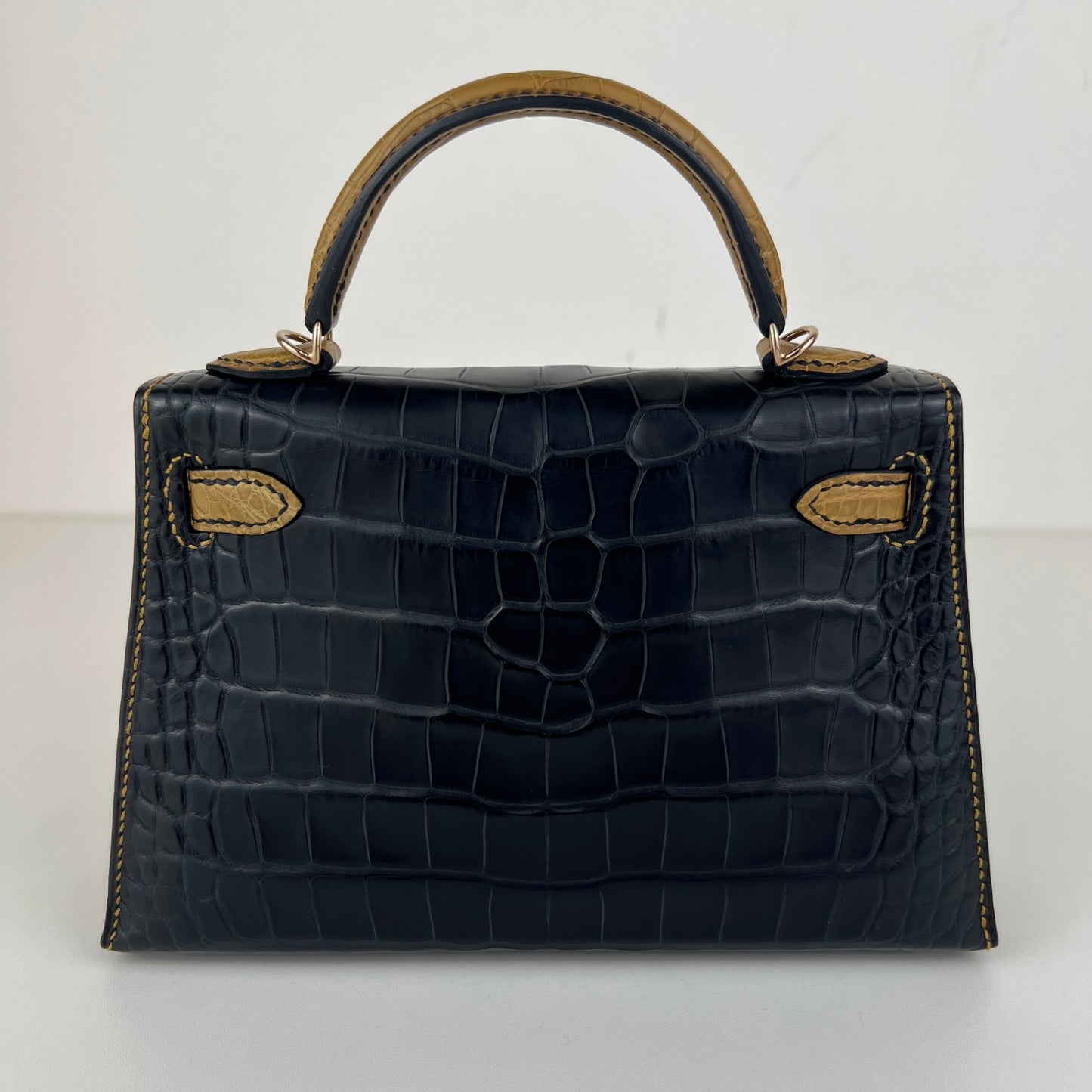 Mini kelly SO ミニケリー スペシャルオーダー Black/Kraft ブラック/クラフト crocodile クロコダイル PMBHW シャンパンゴールド金具 Stamp-B B刻印