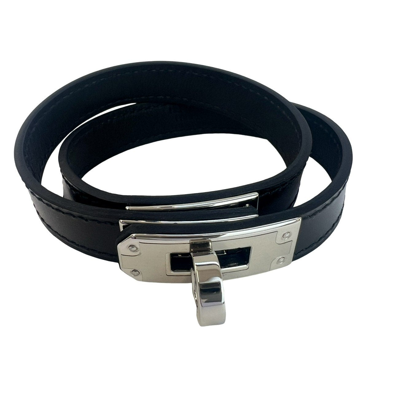 Kelly double bracelet レザーブレスレット ケリー T5 Black ブラック