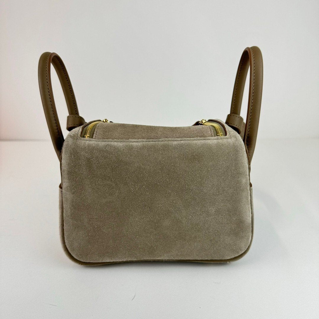 HERMES エルメス Lindy mini リンディミニ Gris caillou グリカイユ GHW ゴールド金具 Veau Grizzly ヴォーグリズリー Stamp-B B刻