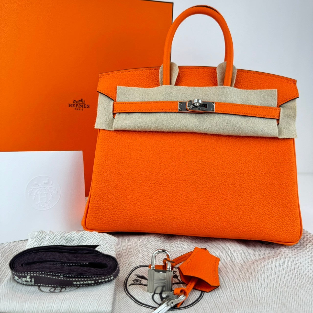 Birkin25 バーキン25 Orange minimum オレンジミニマム PHW シルバー金具 Togo トゴ Stamp-B B刻印