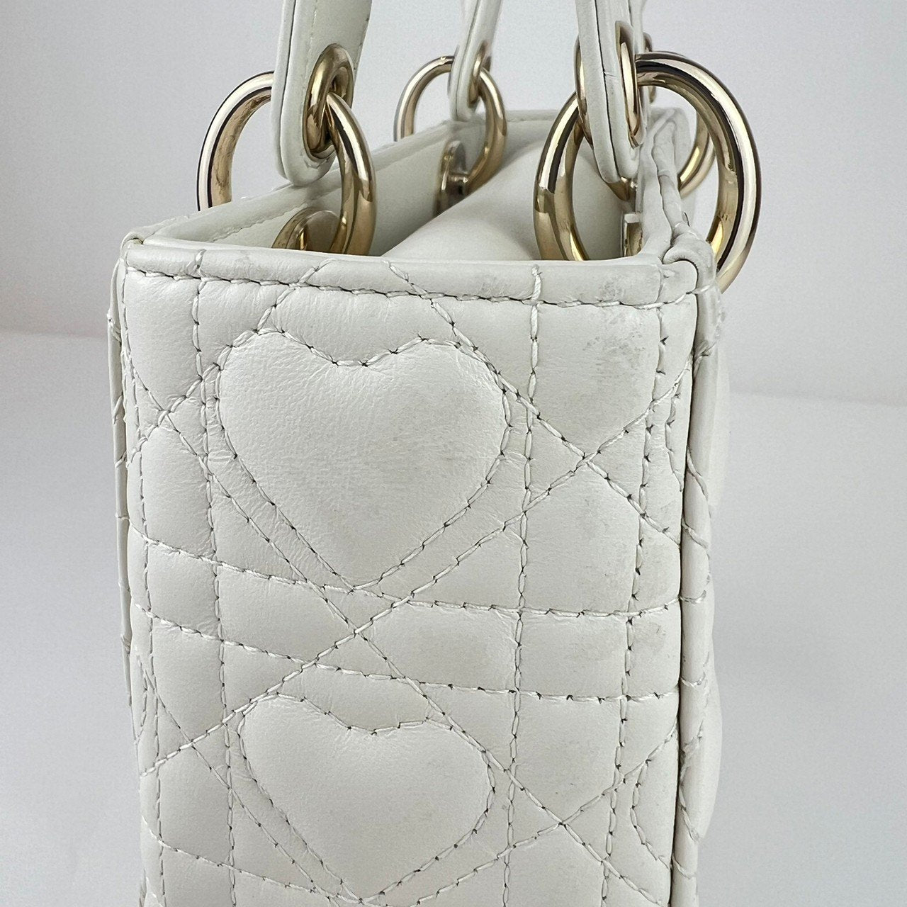 LADY DIOR レディディオール Lambskin ラムスキン White ホワイト ハート型 10-MA-0281 レディースバッグ ハンドバッグ