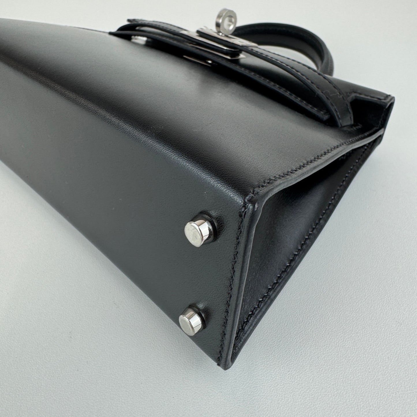 Mini kelly ミニケリー Black ブラック シルバー金具 Box calf ボックスカーフ Stamp-B B刻印