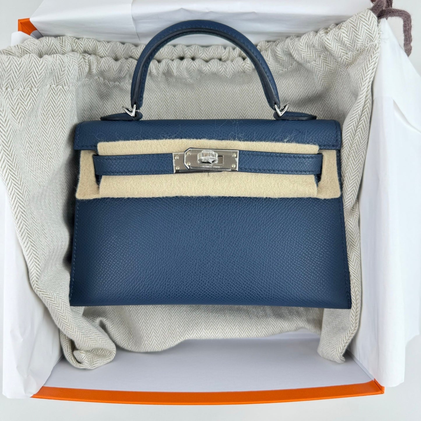 Mini Kelly ミニケリー Bleu de prusse ブルードプリュス PHW シルバー金具 Stamp-B B刻印