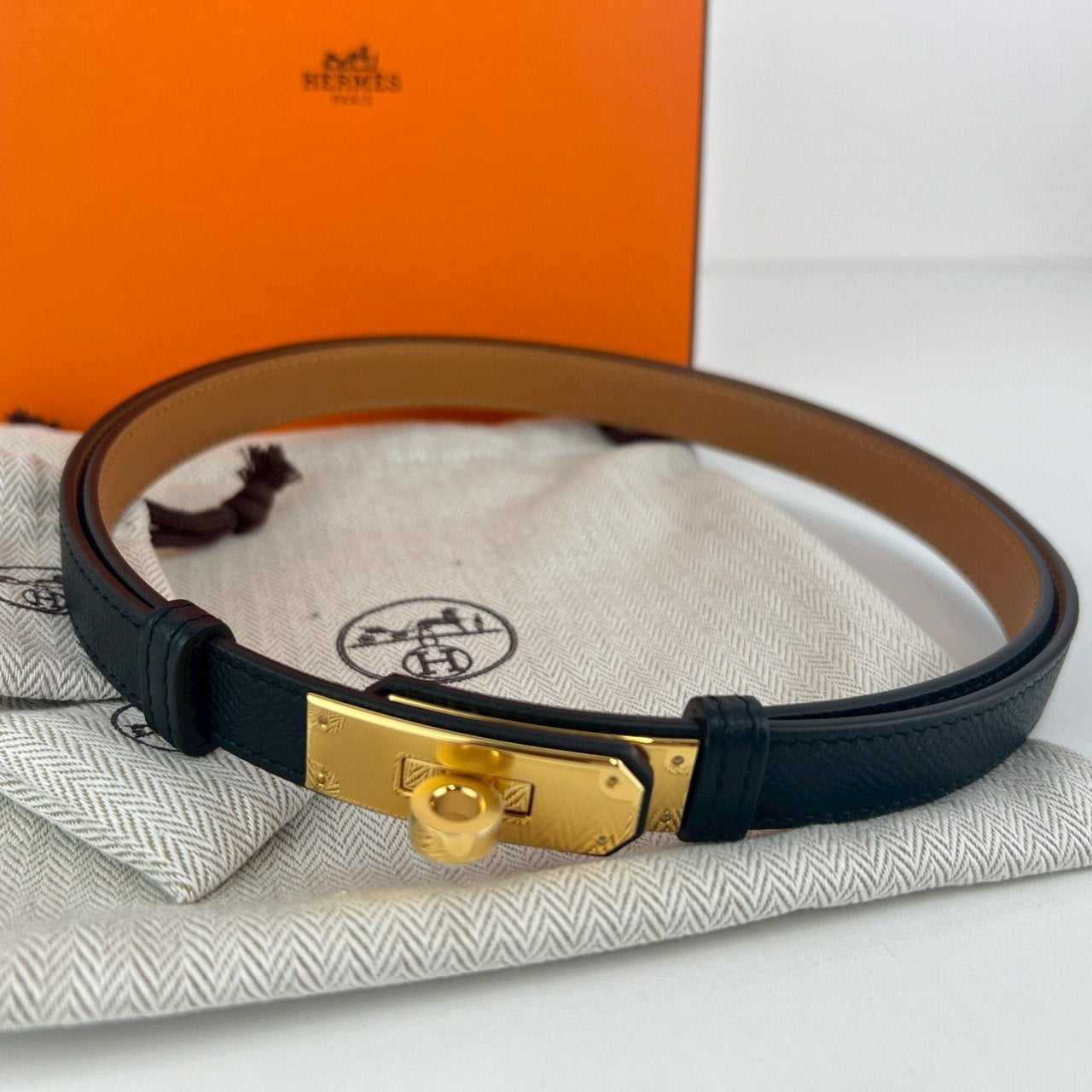 Belt kelly 18 ケリー ベルト18 Epsom エプソン Black ブラック GHW ゴールド金具 Stamp-W W刻印