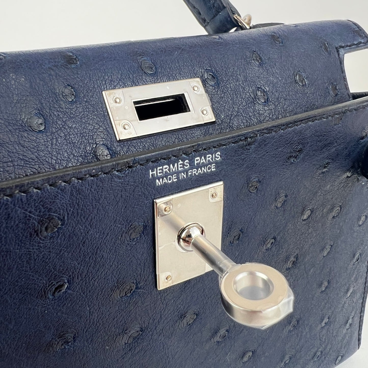 Mini kelly ミニケリー Aisome アイゾメ Ostrich オーストリッチ PHW シルバー金具 Stamp-W W刻印