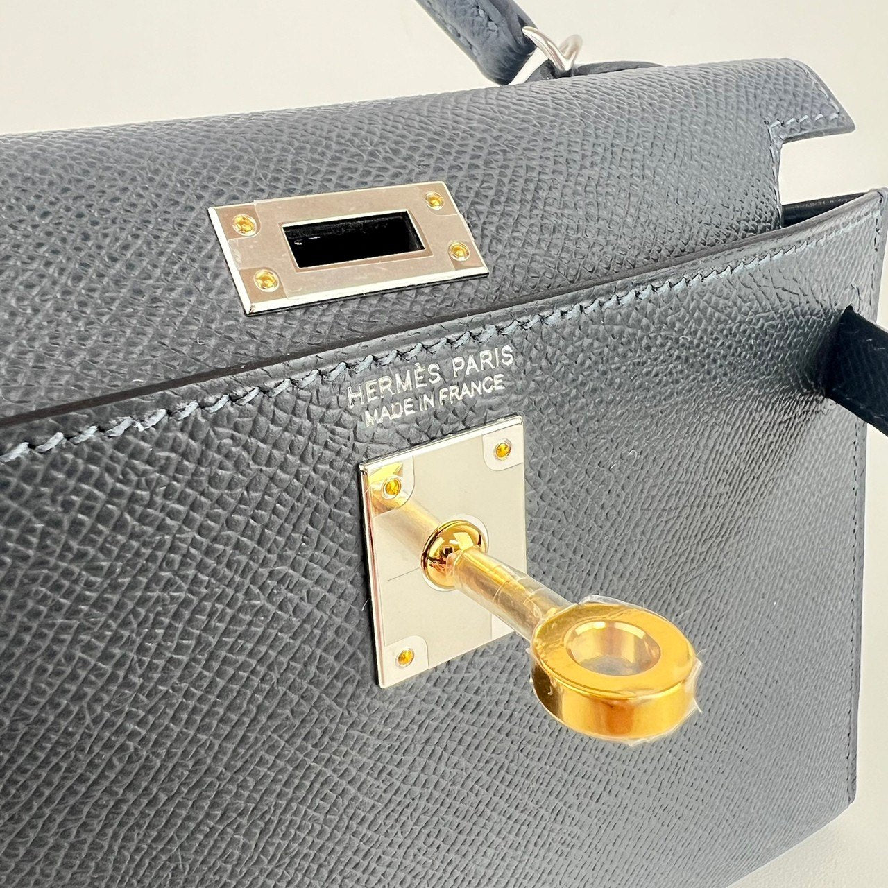 Mini kelly ミニケリー Gris misty グリミスティ electrum hardwear エレクトラム金具 Epsom エプソン Stamp-W W刻印