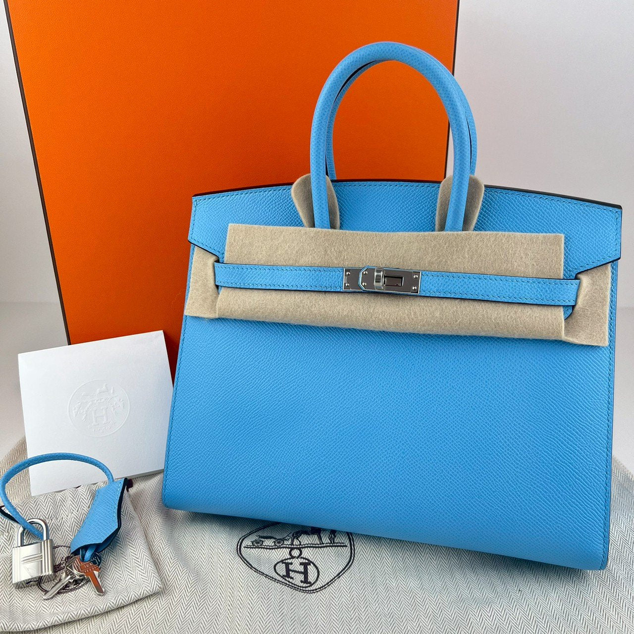 Birkin25 sellier バーキン25 セリエ Celeste セレステ PHW シルバー金具 U刻 Epsom エプソン