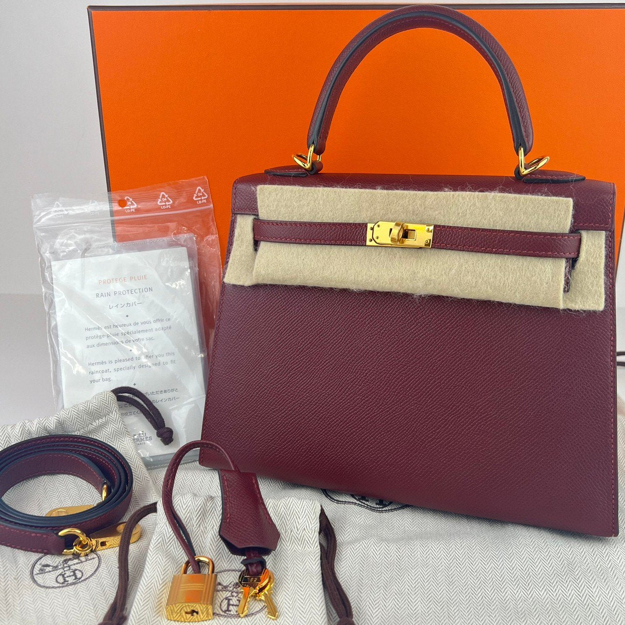 Kelly25 ケリー25 Rouge H ルージュアッシュ GHW ゴールド金具 Y刻印 Epsom エプソン