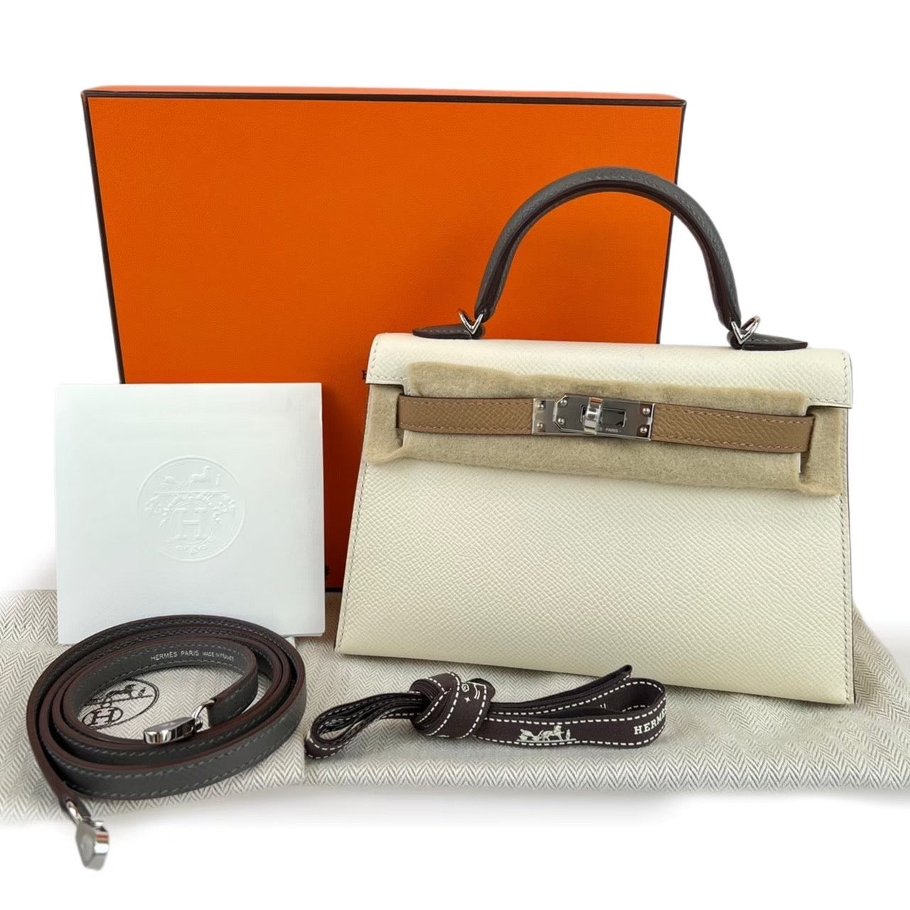 Mini Kerry Tricolore ミニケリー トリコロール Nata/Chai/Gris mayer ナタ/チャイ/グリメイヤー Silver Hardwear シルバー金具 Epsom エプソン U刻印 2way ハンドバッグ ショルダーバッグ