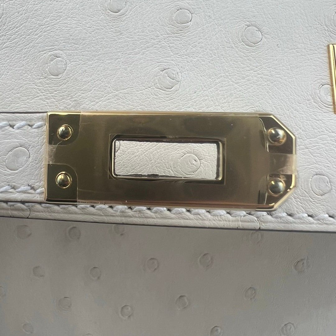 Kelly pochette ケリーポシェット Nata ナタ Ostrich オーストリッチ GHW ゴールド金具 Stamp-B B刻印
