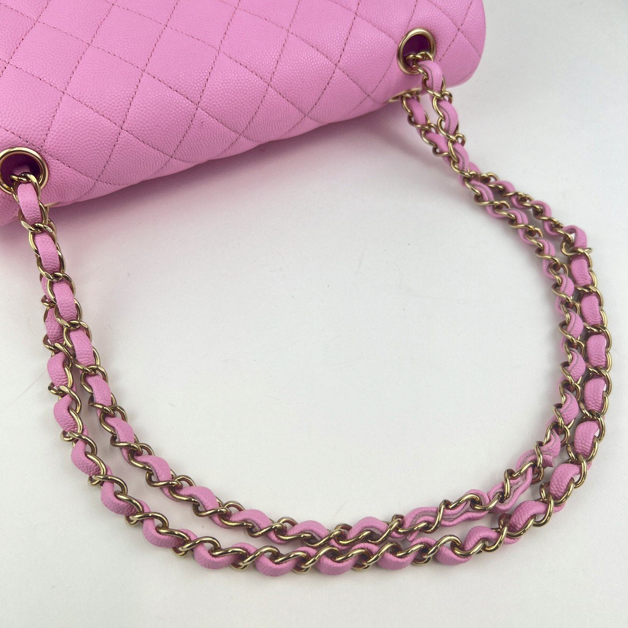 マトラッセ ダブルフラップ ダブルチェーンショルダー ピンク パープル Pink Purple GHW ゴールド金具 キャビアスキン caviar skin A01112 ICチップ