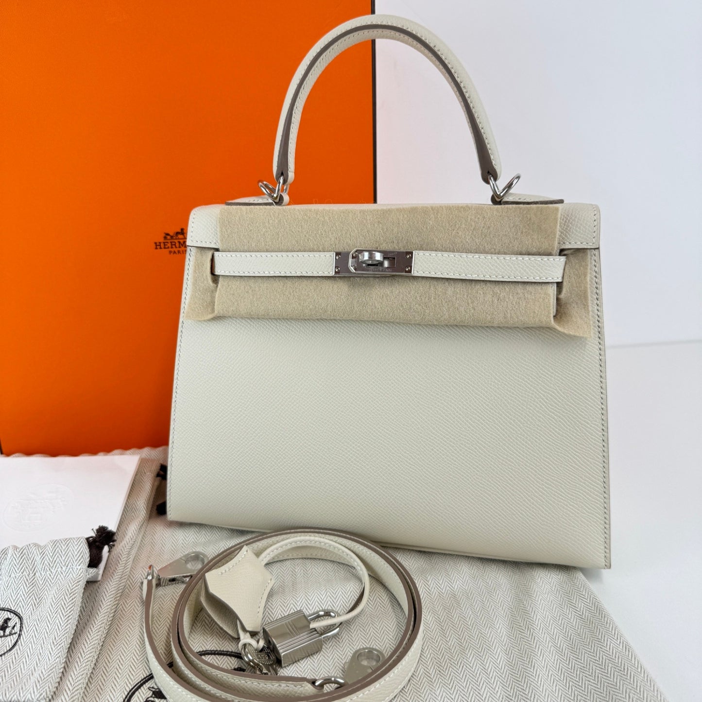 Kelly25 ケリー25 Craie クレ PHW シルバー金具 Epsom エプソン Stamp-W W刻印