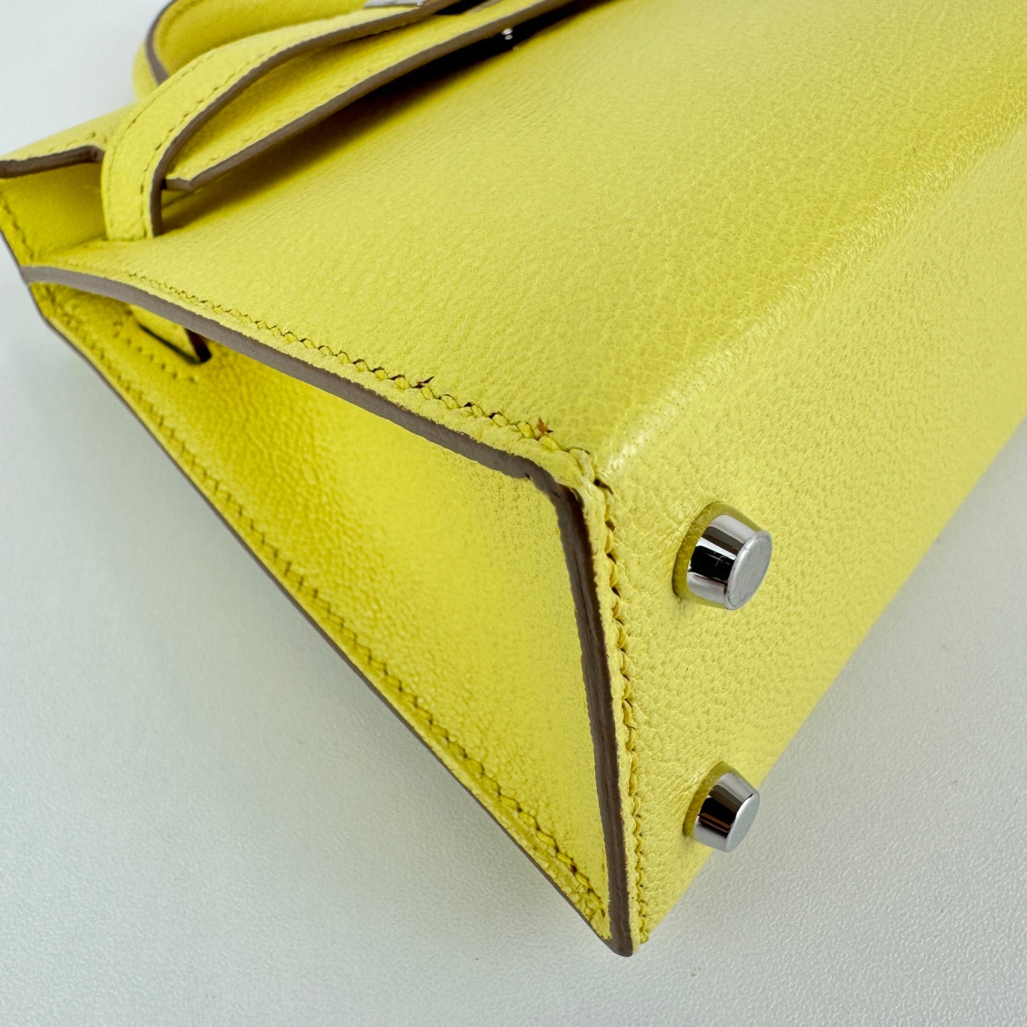 Mini kelly ミニケリー Limoncello リモンチェッロ PHW シルバー金具 Chevre シェーブル Stamp-B B刻印