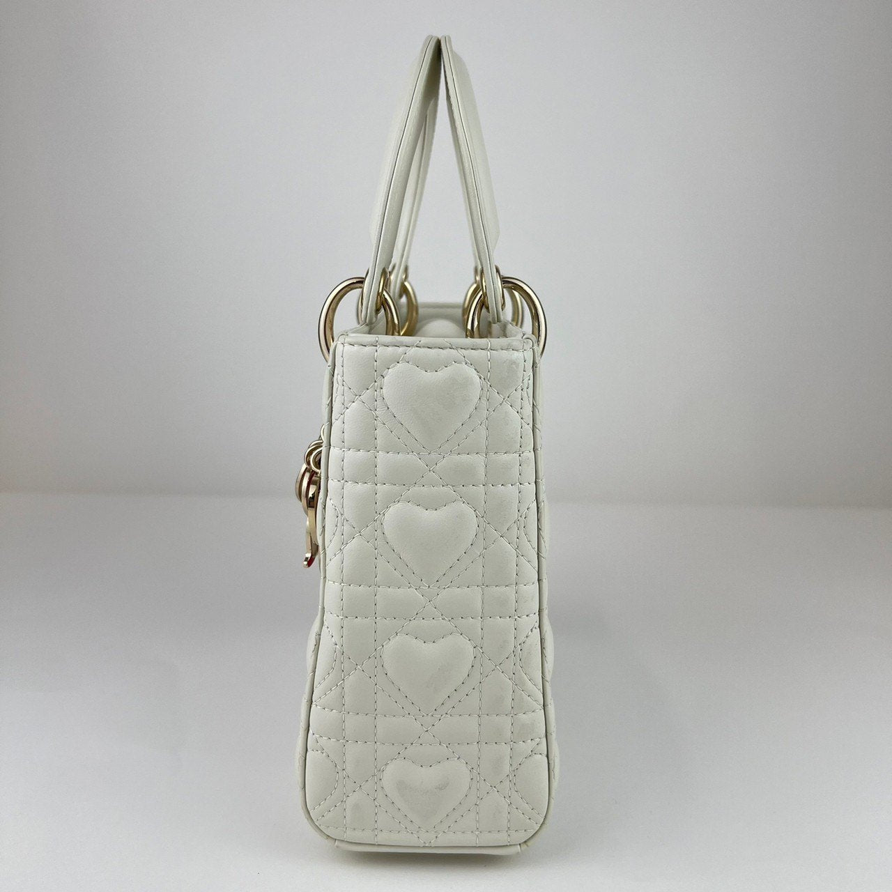 LADY DIOR レディディオール Lambskin ラムスキン White ホワイト ハート型 10-MA-0281 レディースバッグ ハンドバッグ