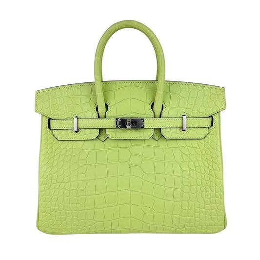 Birkin25 バーキン25 Jaune bourgeon ジョーヌブルジョン Alligatorアリゲーター PHW シルバー金具 Stamp-U U刻印