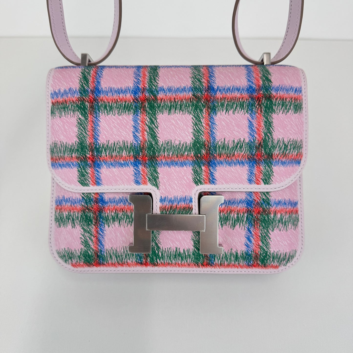 Constance mini tartan light コンスタンスミニ タータンライト Mauve pale モーヴペール Swift スイフト PHW シルバー金具 Stamp-K K刻印