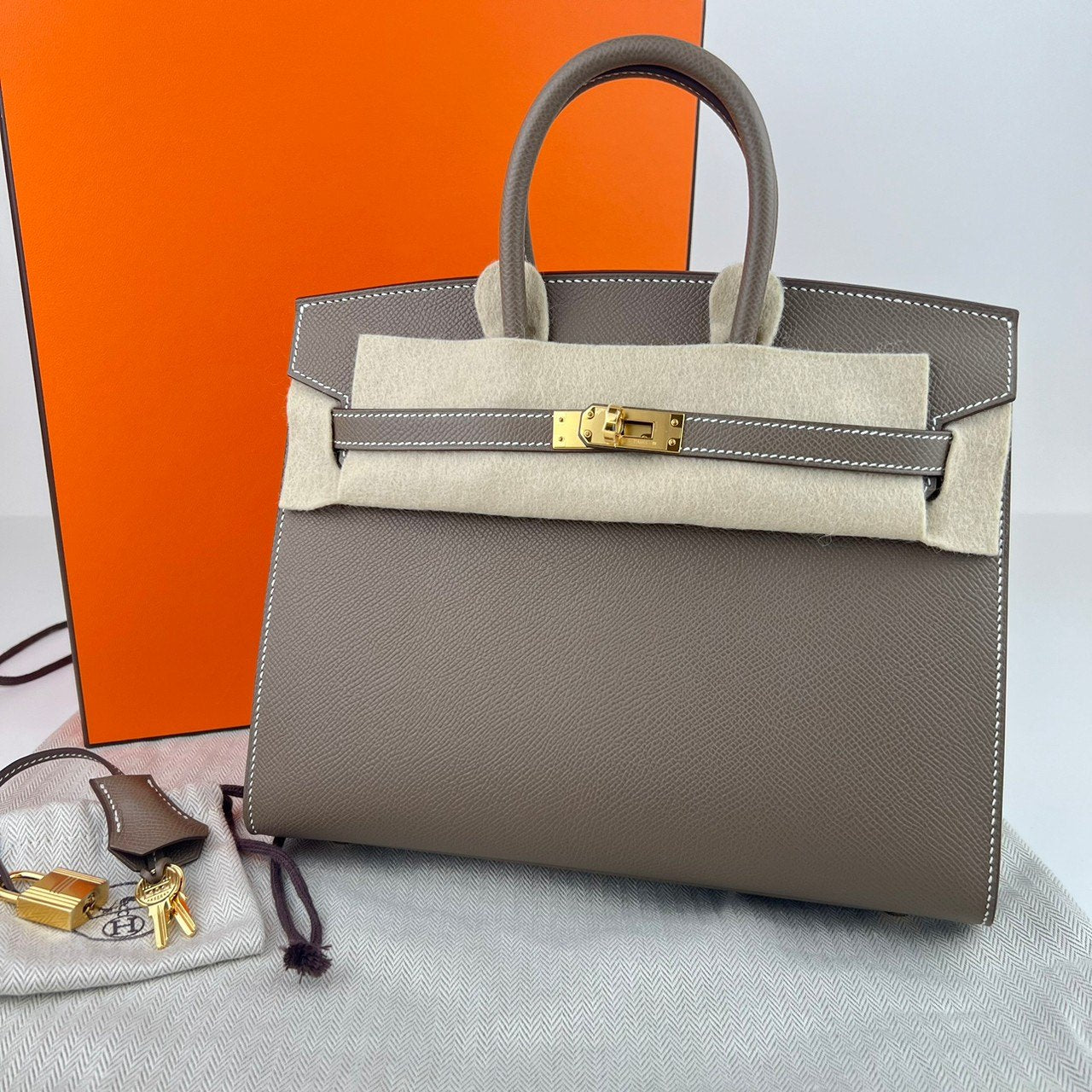 Birkin25 Sellier バーキン25セリエ Etoupe エトープ GHW ゴールド金具 Epsom エプソン Stamp-W W刻印 ハンドバッグ レディースバッグ