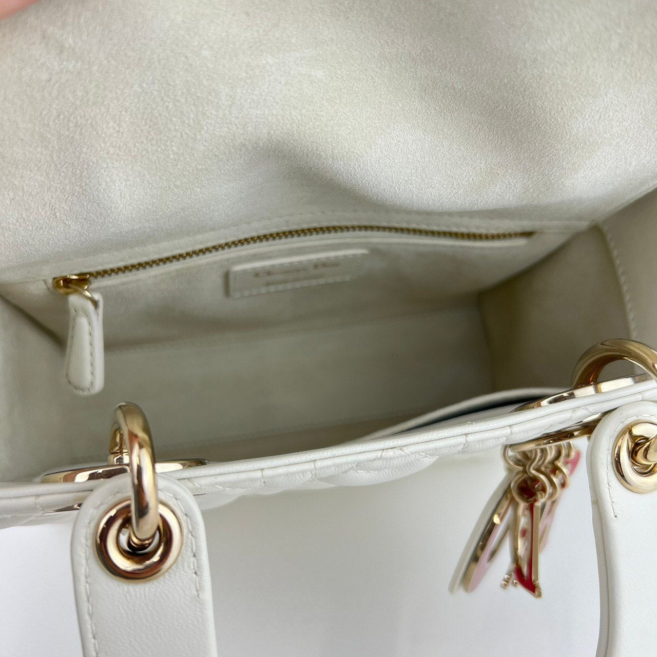 LADY DIOR レディディオール Lambskin ラムスキン White ホワイト ハート型 10-MA-0281 レディースバッグ ハンドバッグ
