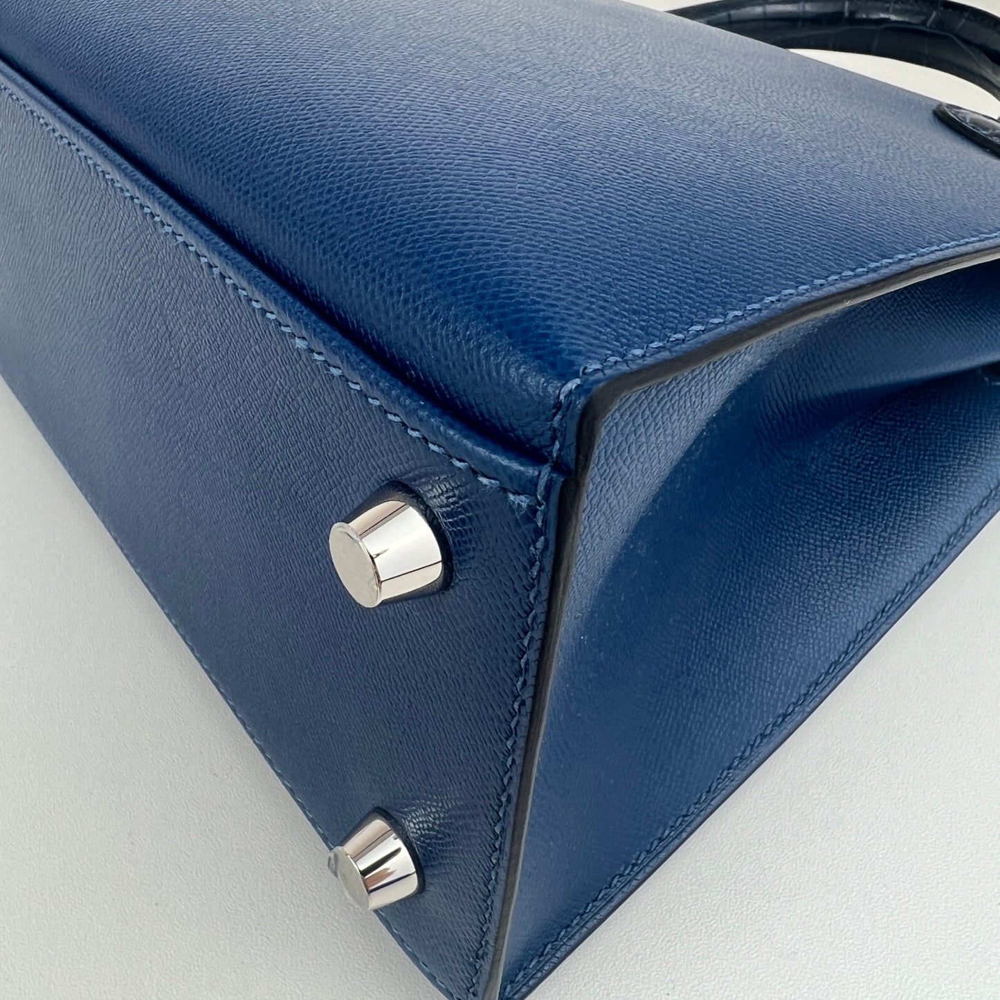 Hermès エルメス Kelly25 ケリー25 Stamp-W W刻印 Madame/Crocodile マダム/クロコダイル Deep blue ディープブルー PHW シルバー金具