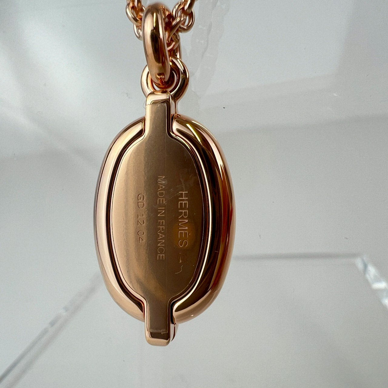 Hermès エルメス Mini Maillon pendant ミニ マイヨン ペンダント メタル Marron grace / Rosegold :マロングラッセ / ローズゴールド