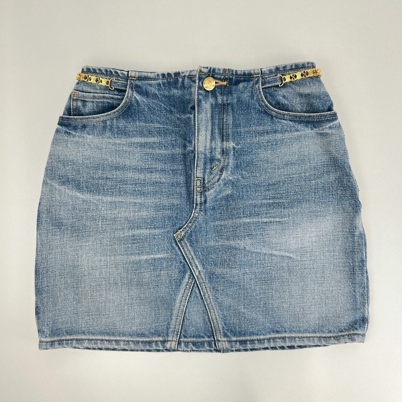 CELINE セリーヌ デニムミニスカート 綿100% light blue denim