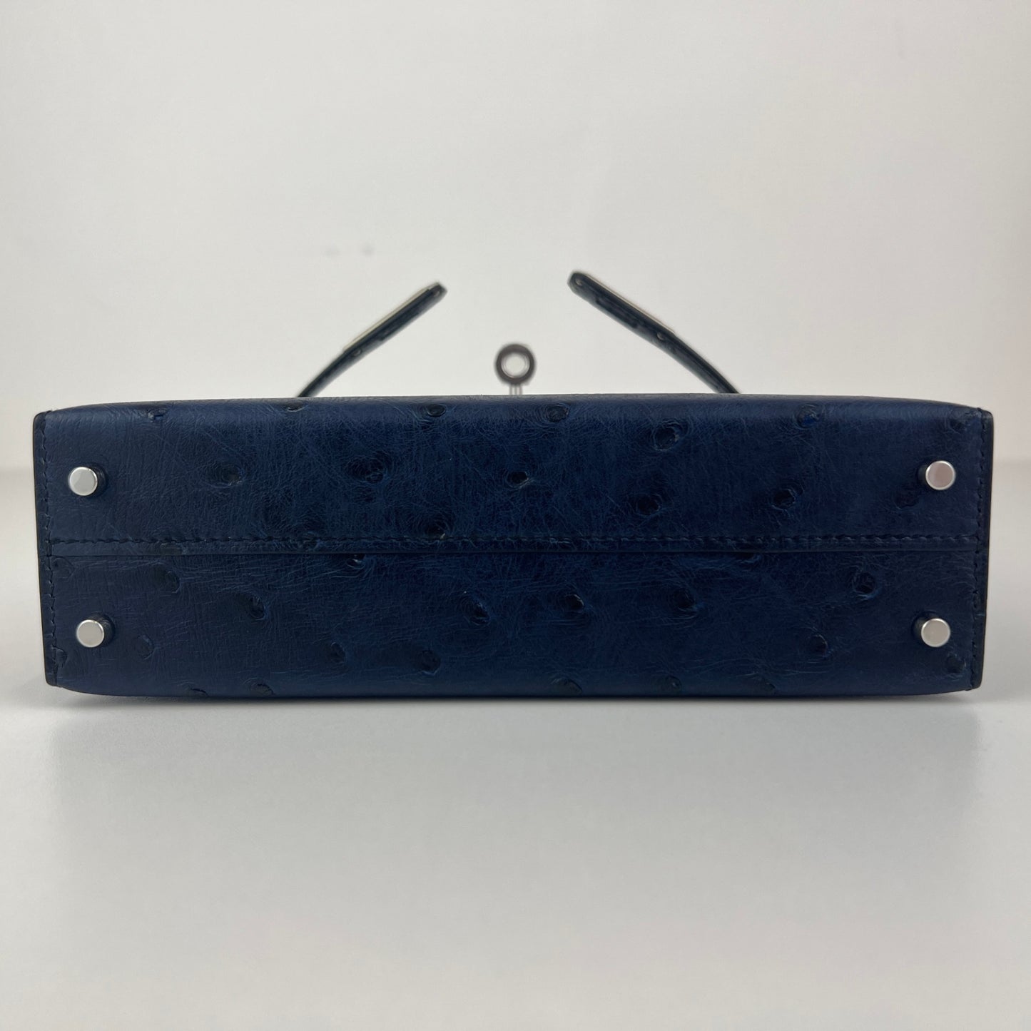 Mini kelly ミニケリー Aisome アイゾメ Ostrich オーストリッチ PHW シルバー金具 Stamp-W W刻印