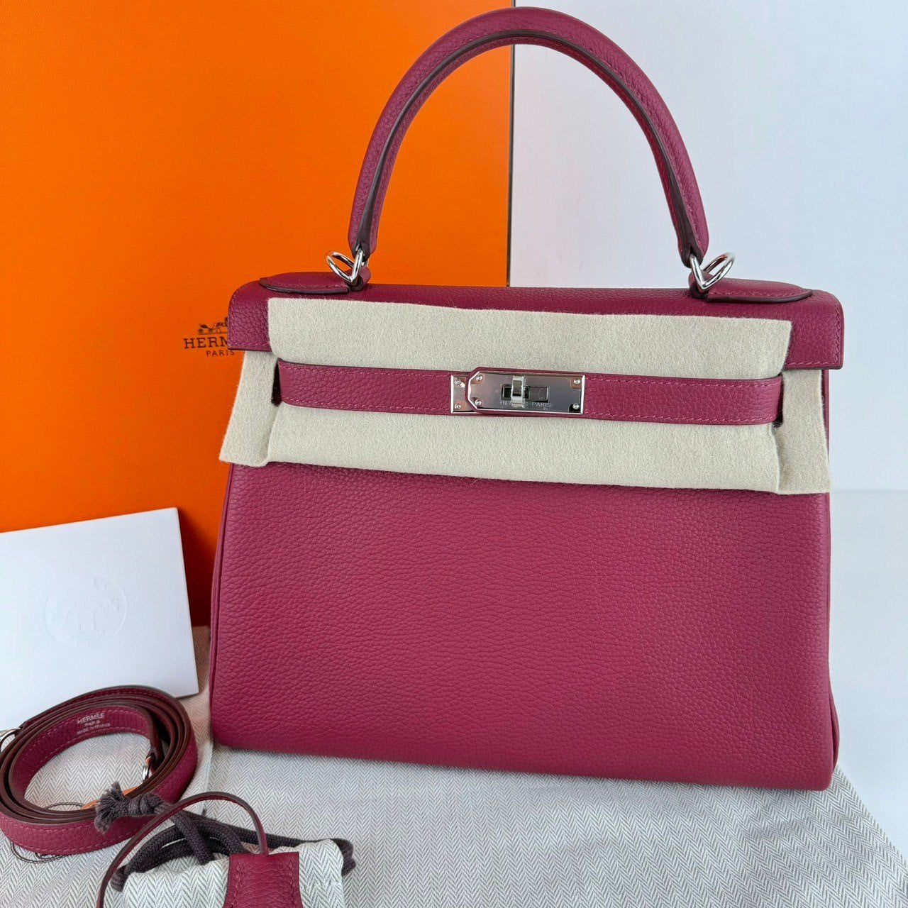 Kelly25 ケリー28 Ruby ルビー PHW シルバー金具 Stamp-B B刻印 Togo トゴ